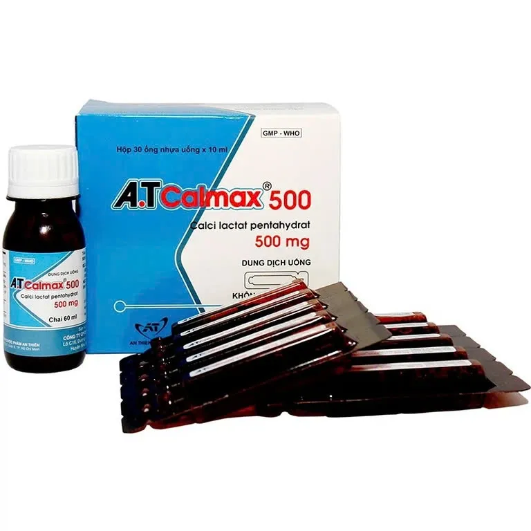 A.T Calmax 500 (H/30o/10ml) - Sirô canxi 500mg ống đơn liều tiện lợi cho mọi lứa tuổi