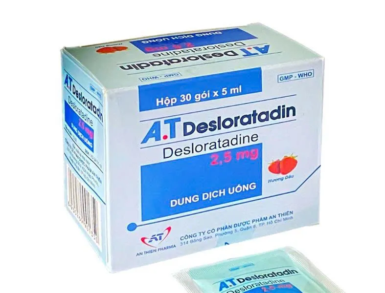 A.T Desloratadin gói 2,5mg (H/30g/5ml) – Thuốc chống dị ứng dạng gói pha uống tiện lợi của A.T Pharma