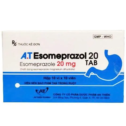 A.T Esomeprazol 20mg (H/100v) - Thuốc điều trị dạ dày viên nén bao tan ruột hộp 100 viên tiết kiệm của A.T Pharma