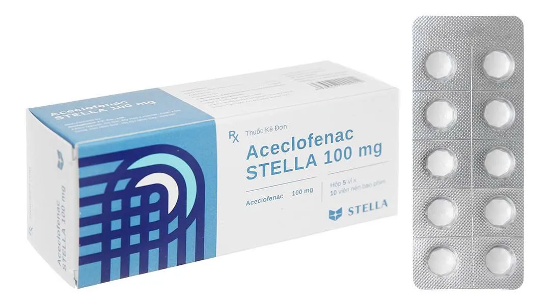 Aceclofenac 100mg Stella (H/50v) – Thuốc Chống Viêm NSAID Điều Trị Viêm Khớp, Đau Cơ Xương