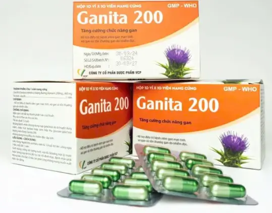 Thuốc Ganita 200 VCP (Silymarin 200mg) H/100v tăng cường chức năng gan, viêm gan mạn tính, xơ gan