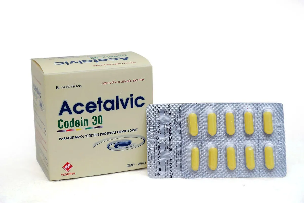Acetalvic codein 30 Vidi (H/100v) – Thuốc Giảm Đau Mạnh Paracetamol + Codein Chính Hãng Vidipha An Toàn Hiệu Quả