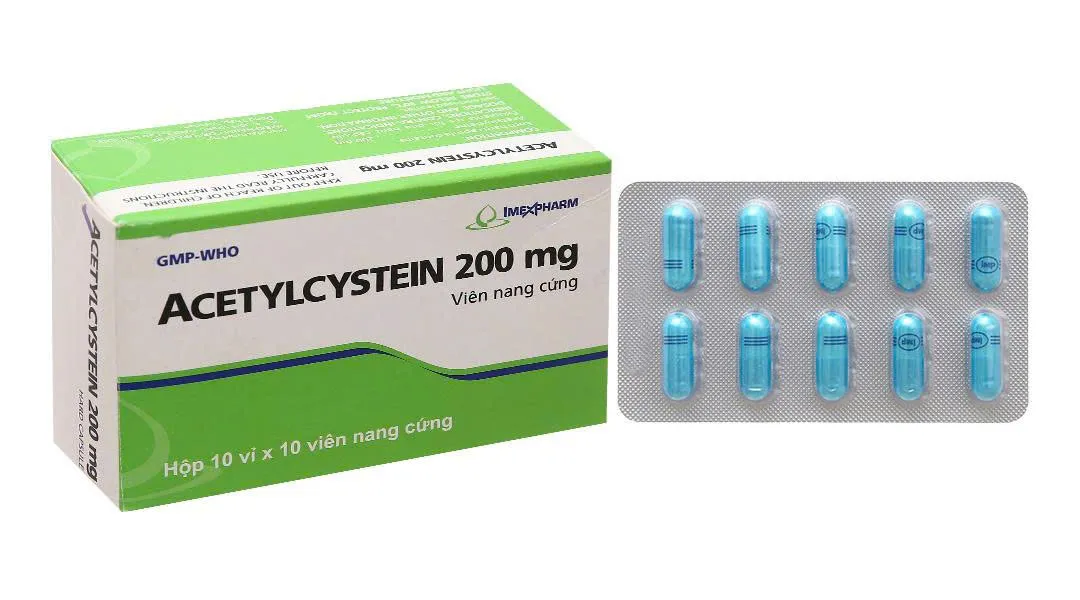 Acetylcystein 200mg viên Imexpharm - Thuốc tiêu nhầy 100v hiệu quả điều trị viêm phế quản và bệnh nhầy nhớt