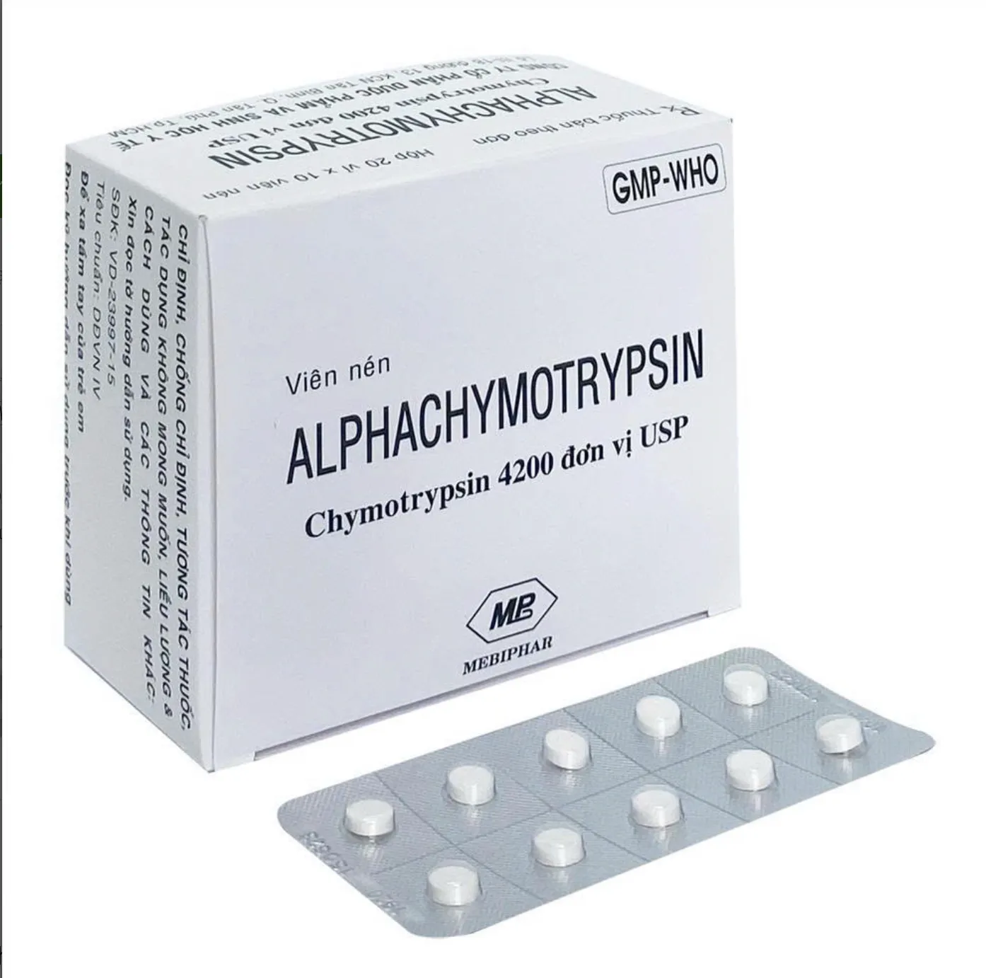 Alphachymotrypsin 4200 IU Mebiphar H/200v – Thuốc Trị Phù Nề Chấn Thương, Phẫu Thuật Hiệu Quả | Mebiphar