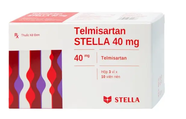 Thuốc Telmisartan Stella 40mg điều trị tăng huyết áp, phòng ngừa tim mạch (3 vỉ x 10 viên)