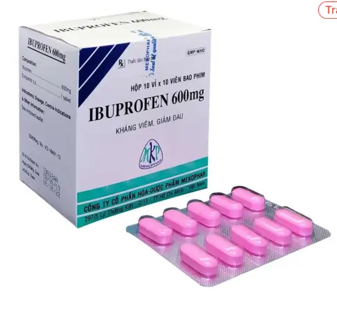 Thuốc Ibuprofen 600mg Mekophar kháng viêm, giảm đau đầu, đau bụng kinh, đau răng (10 vỉ x 10 viên)