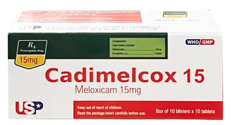 Thuốc Cadimelcox 15 Usp điều trị các cơn đau do viêm đau xương khớp, viêm khớp dạng thấp (10 vỉ x 10 viên)