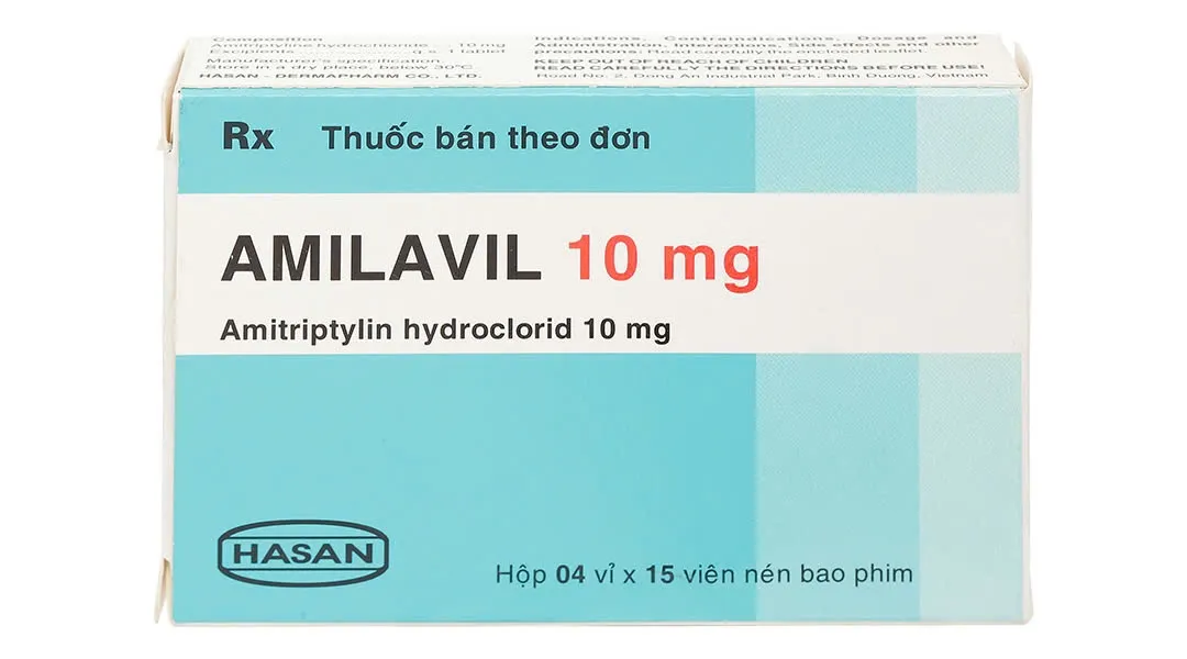 Amilavil 10mg Hasan (H/60v) – Thuốc điều trị trầm cảm, đau thần kinh (6 vỉ x 10 viên)