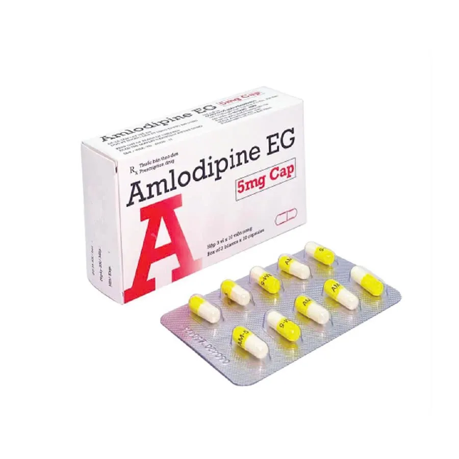 Amlodipine 5mg EG Pyme (H/30v) – Thuốc điều trị tăng huyết áp, đau thắt ngực (3 vỉ x 10 viên) | Pymepharco