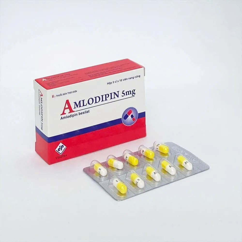 Amlodipine 5mg Vidi (H/30v) – Thuốc điều trị tăng huyết áp, đau thắt ngực (3 vỉ x 10 viên) | Vidipha