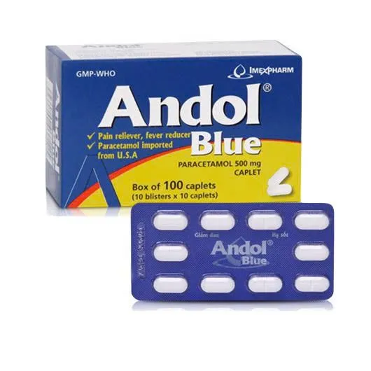 Andol Blue Imex (H/100v) – Thuốc điều trị các chứng đau nhức từ nhẹ đến vừa như đau đầu, đau răng, đau nhức bắp thịt, đau bụng kinh, đau do thấp khớp