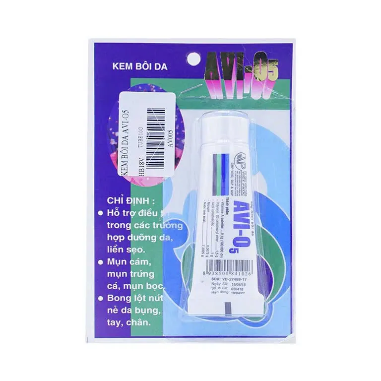 Avio-05 Việt Phúc (T/10gr) – Hỗ trợ điều trị trong các trường hợp dưỡng da, liền sẹo, điều trị mụn cám, mụn trứng cá, mụn bọc, bong lột da mặt, nứt nẻ da bụng