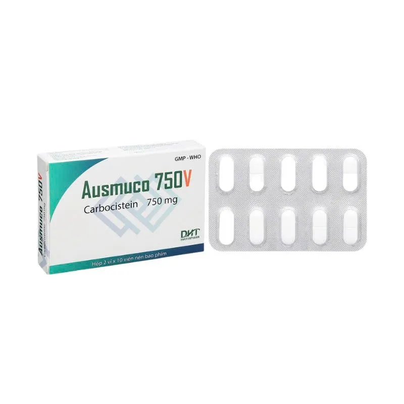 Ausmuco 750mg Hà Tây (H/20v) - Thuốc điều trị các bệnh mạn tính về đường hô hấp (2 vỉ x 10 viên)