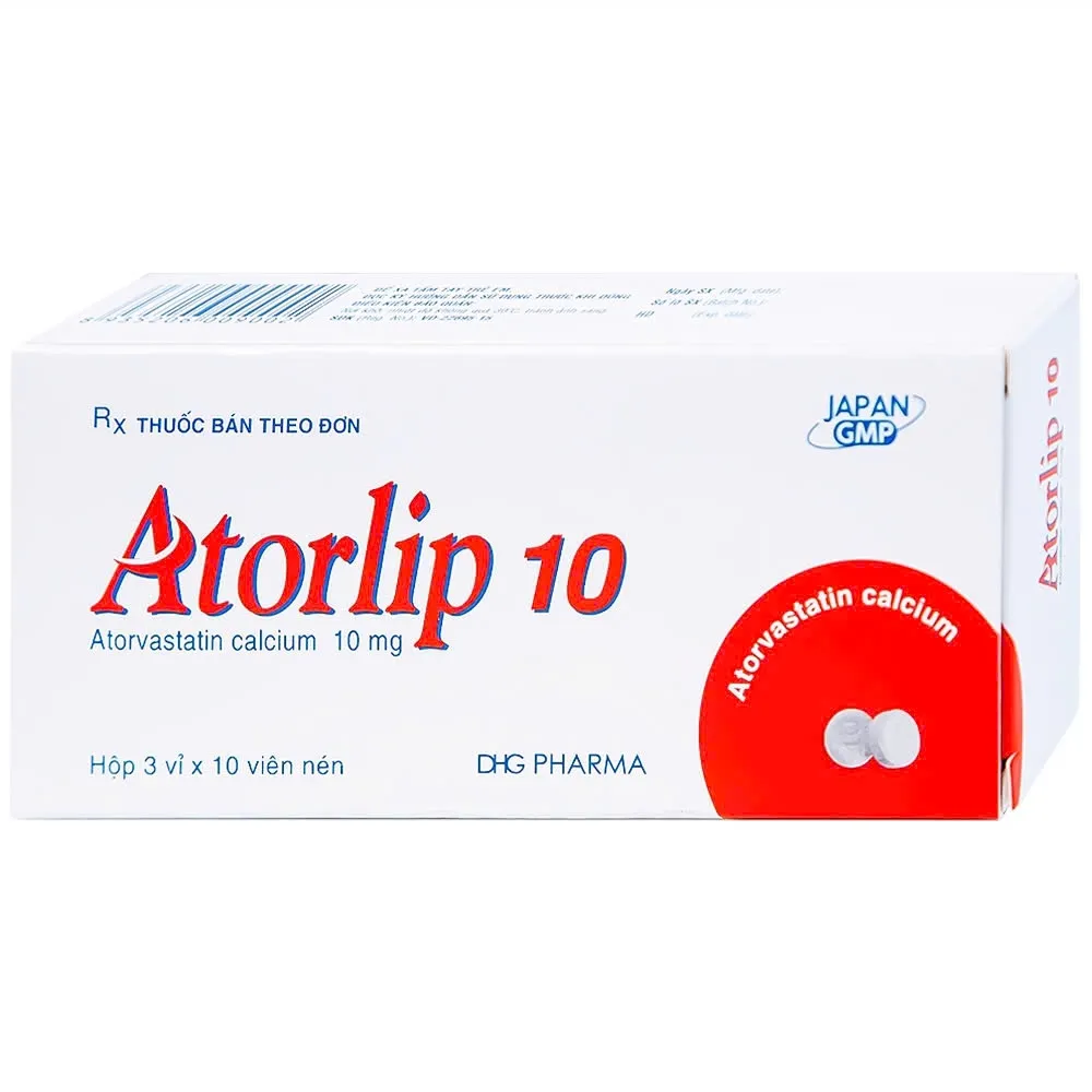 Atorlip 10mg DHG (H/30v) – Thuốc điều trị tăng cholesterol toàn phần và LDL-cholesterol (3 vỉ x 10 viên)