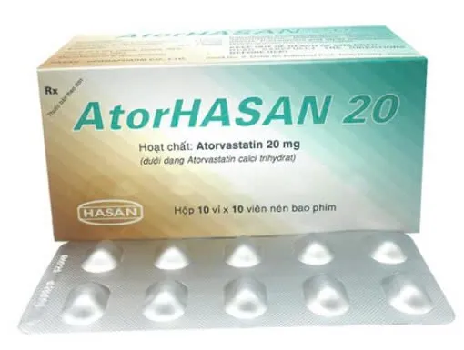 Atorhasan 20mg Hasan (H/100v) – Thuốc giảm cholesterol và triglycerid trong máu (10 vỉ x 10 viên)
