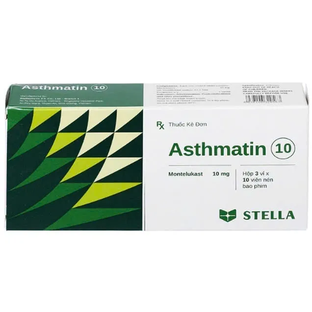 Asthmatin 10mg Stella (H/30v) – Viên nhai phòng và điều trị hen suyễn, giảm viêm mũi dị ứng (3 vỉ x 10 viên)