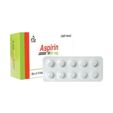 Aspirin 81mg TV.Pharm (H/100v) - Thuốc dự phòng nhồi máu cơ tim, đột quỵ (10 vỉ x 10 viên)
