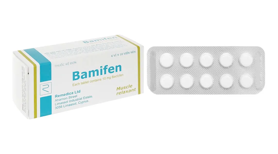 Bamifen 10mg Remedica (H/60v) - Thuốc giảm co cứng cơ vân (6 vỉ x 10 viên)