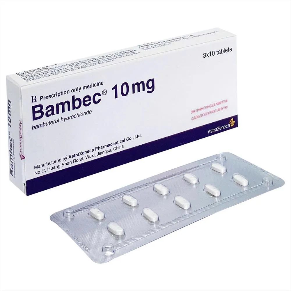Bambec 10mg Astrazeneca (H/30v) – Thuốc giúp giãn phế quản kéo dài, phòng & kiểm soát hen suyễn, viêm phế quản mạn