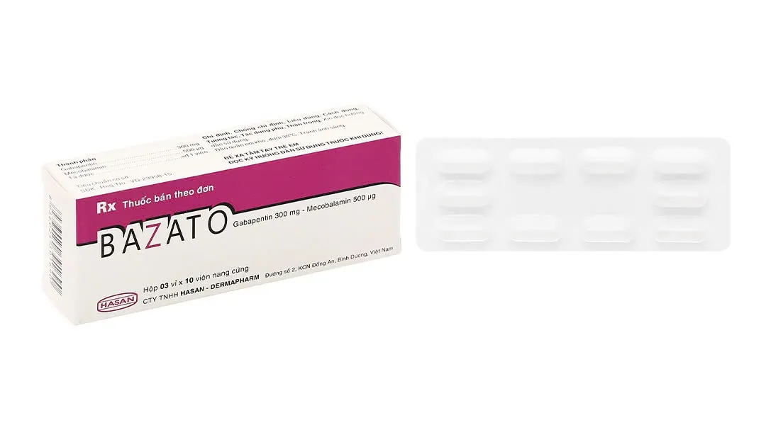 Bazato 300mg Hasan (H/30v) – Viên nang hỗ trợ điều trị đau thần kinh ngoại biên & thiếu máu B12 hiệu quả