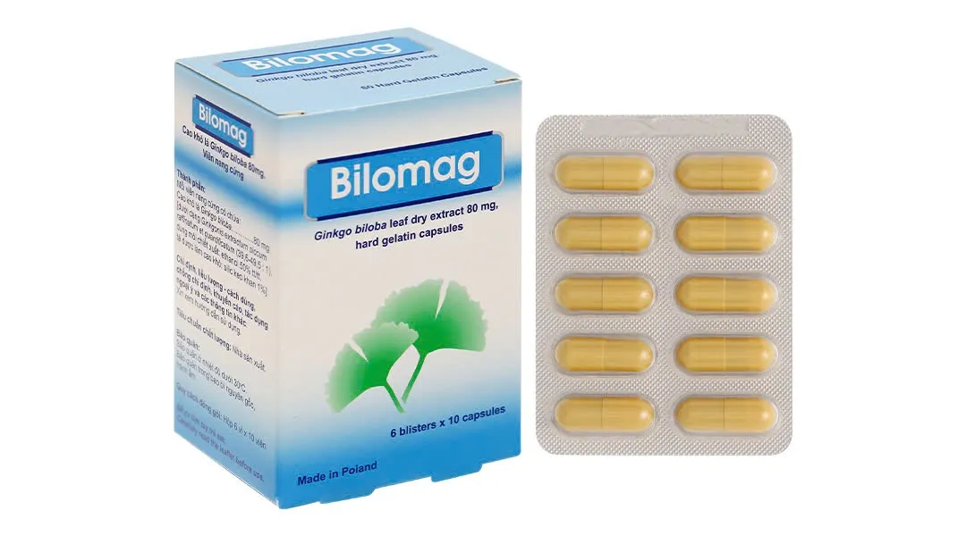 Bilomag ginkgo 80mg Natur produkt (H/60v) – Viên nang điều trị rối loạn tuần hoàn máu não và ngoại biên, hỗ trợ tuần hoàn não, giảm chóng mặt & ù tai hiệu quả