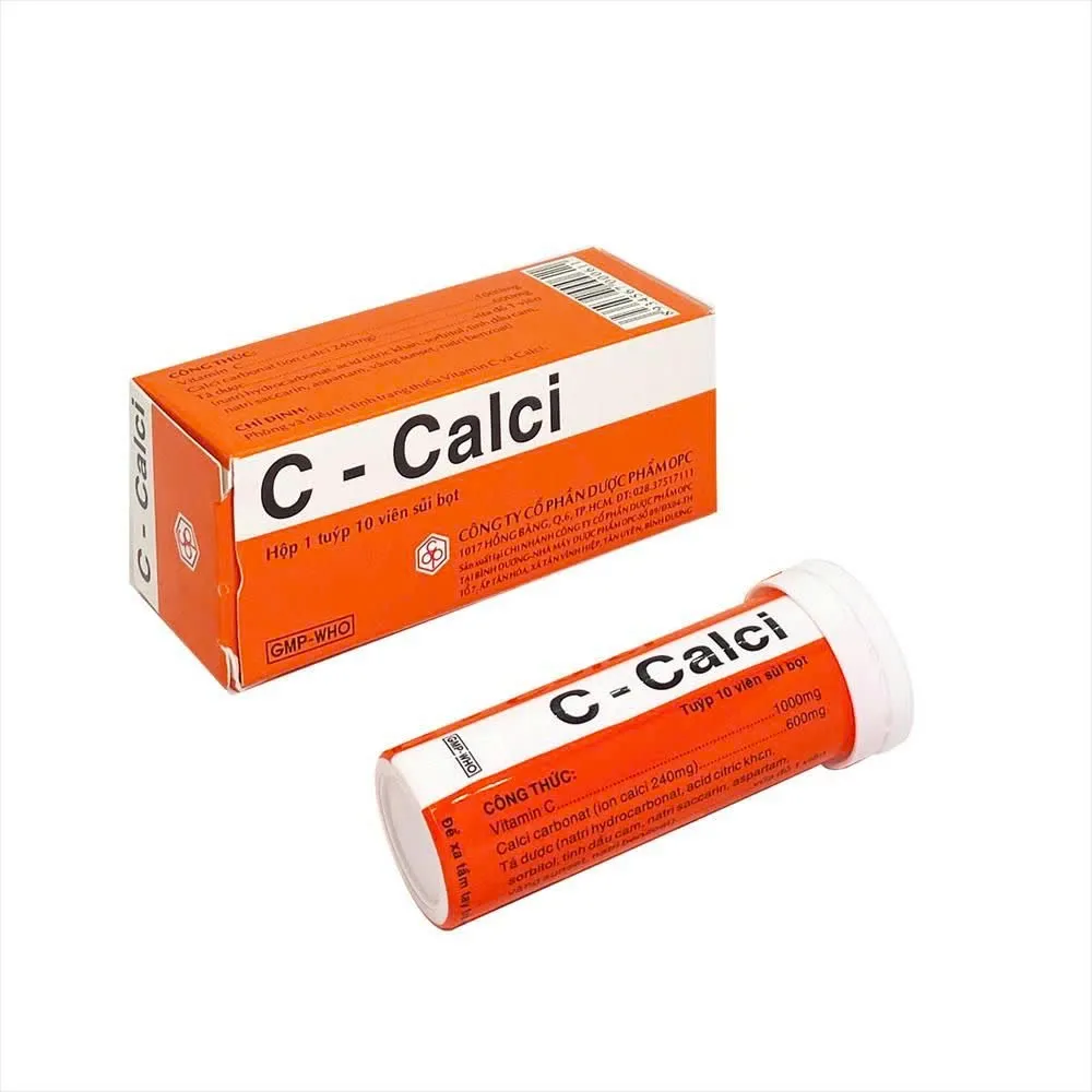 C-Calci OPC (T/10v) – Viên sủi bổ sung Vitamin C 1000 mg & Calci 600 mg