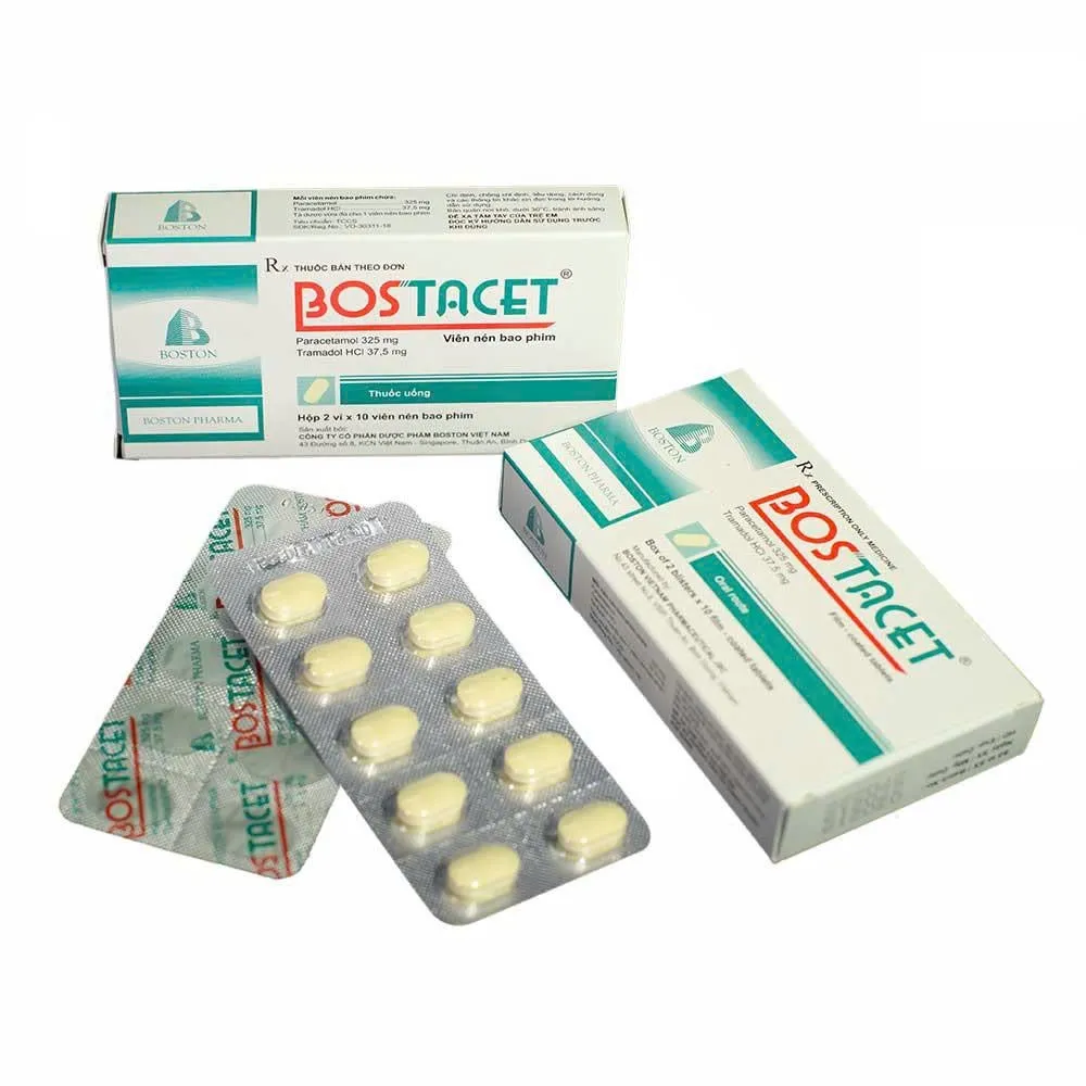 Bostacet 325mg Boston (H/20v) – Viên nén bao phim giảm đau mạnh Paracetamol & Tramadol Boston