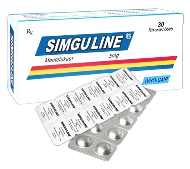 Simguline 5mg điều trị bệnh lý hen suyễn và dị ứng với vai trò là liệu pháp dự phòng.