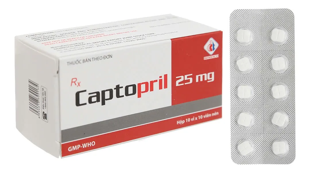 Captopril 25mg DMC (H/100v) - Thuốc Điều Trị Tăng Huyết Áp, Suy Tim Hiệu Quả | Nhà Thuốc Uy Tín