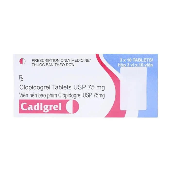 Cardigel Clopidorgel 75 Cadila (H/30v) – Ngăn ngừa huyết khối, giảm nguy cơ nhồi máu cơ tim và đột quỵ