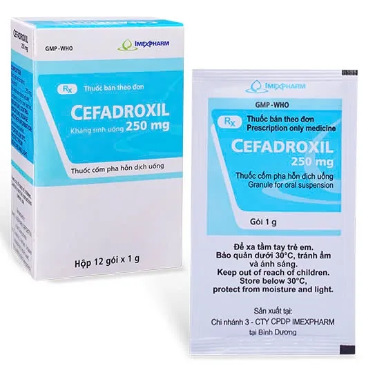 Cefadroxil 250 mg Imex (H/12 gói) – Kháng sinh Cephalosporin thế hệ 1, điều trị nhiễm khuẩn hô hấp & tiết niệu hiệu quả