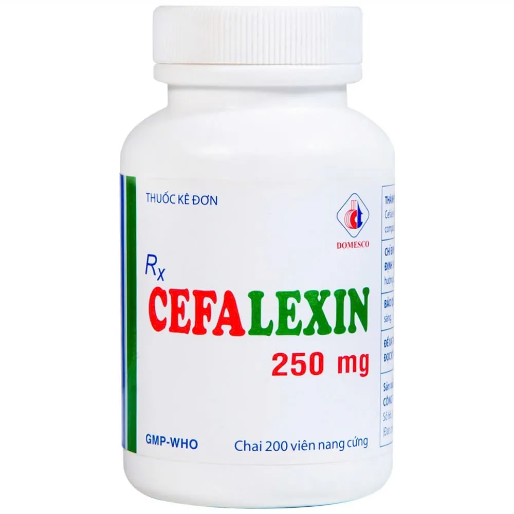 Cefalexin 250mg DMC (C/200v) — Cephalosporin thế hệ 1, dùng điều trị nhiễm khuẩn đa dạng