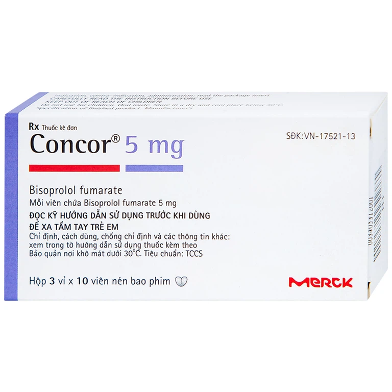 Concor 5mg Merck (H/30v) – Hỗ trợ ổn định huyết áp, cải thiện suy tim