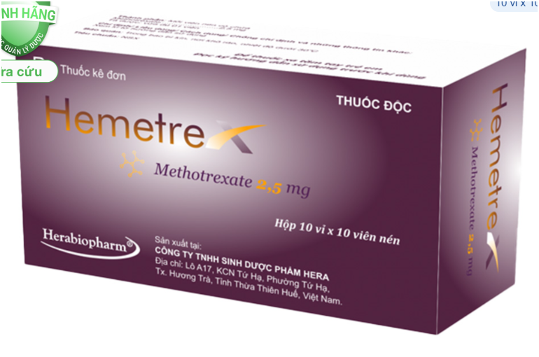 Hemetrex 2,5mg điều trị các bệnh ung thư, vảy nến, viêm khớp dạng thấp (10 vỉ x 10 viên)