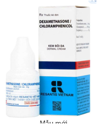 Kem bôi da Dexamethasone/Chloramphenicol 8g điều trị viêm da tiếp xúc chai 8g
