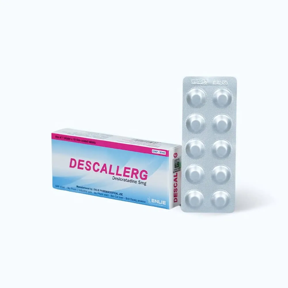 Descallerg Desloratadin 5mg Becamex (H/10v) – Giảm nhanh dị ứng, không buồn ngủ