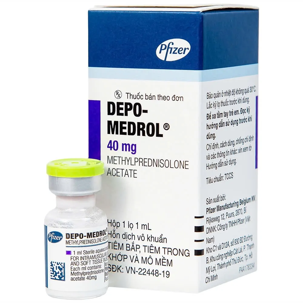 Depo Medrol 40mg Pfizer (C/40mg) – Corticosteroid tiêm tác dụng dài, giảm viêm hiệu quả
