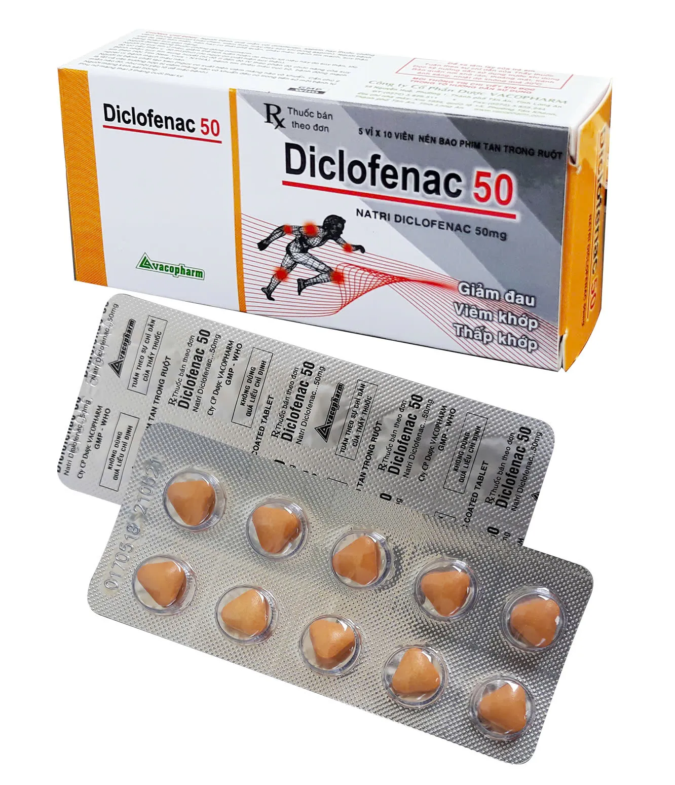 Diclofenac 50mg vỉ Vaco (H/50v) – Giảm đau & chống viêm hiệu quả, nhanh chóng