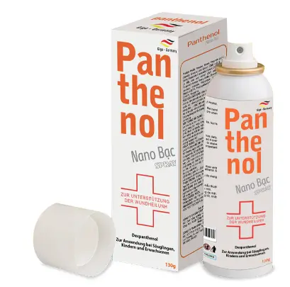 Panthenol Nano Bạc xịt bỏng, cháy nắng làm dịu tổn thương da hộp 1 lọ xịt 130g hương cam Giga Đức