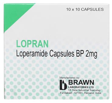 Lopran Loperamide 2mg hộp 10 vỉ x 10 viên Brawn Ấn Độ