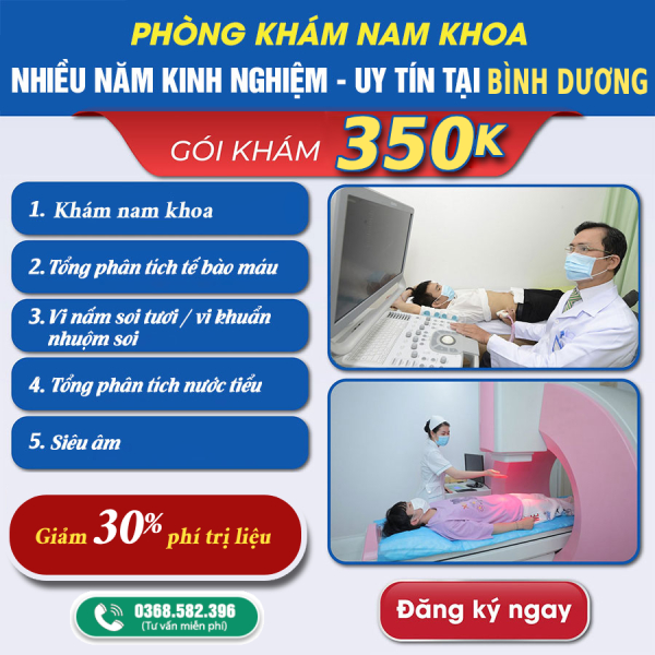 GÓI KHÁM NAM KHOA BÌNH DƯƠNG ƯU ĐÃI 350K