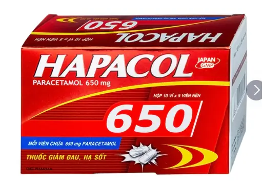 Thuốc Hapacol 650 DHG giảm đau, hạ sốt (10 vỉ x 5 viên)