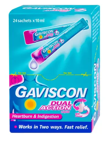 Hỗn dịch Gaviscon Dual Action Reckitt Benckiser điều trị trào ngược dạ dày, thực quản (24 gói x 10ml)
