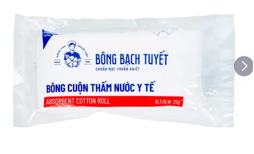 Bông cuộn thấm nước y tế Bông Bạch Tuyết dùng trong y tế và chăm sóc cá nhân (25g)