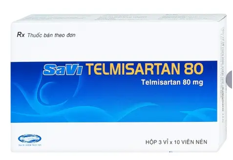 Thuốc Savi Telmisartan 80 điều trị tăng huyết áp (3 vỉ x 10 viên)