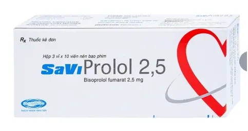 Thuốc SaViProlol 2,5 điều trị tăng huyết áp, đau thắt ngực (3 vỉ x 10 viên)