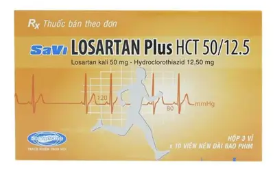 Thuốc Losartan Plus HCT 50/12.5 Savi Pharm điều trị tăng huyết áp (3 vỉ x 10 viên)