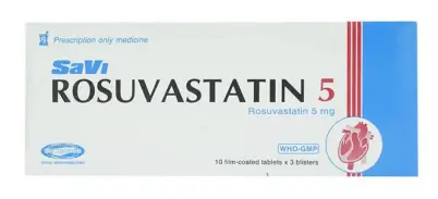 Thuốc Savi Rosuvastatin 5 điều trị tăng cholesterol máu (3 vỉ x 10 viên)
