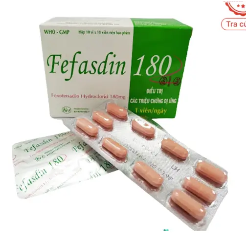 Thuốc Fefasdin 180 Khapharco điều trị viêm mũi dị ứng, mày đay mạn tính vô căn (10 vỉ x 10 viên)