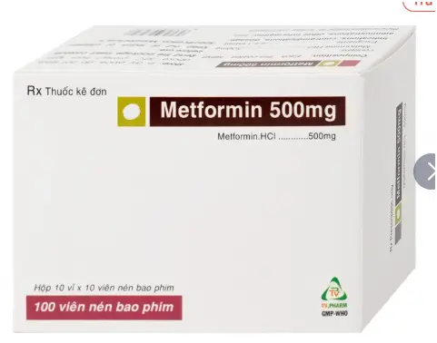 Thuốc Metformin 500mg TV Pharm điều trị đái tháo đường (10 vỉ x 10 viên)